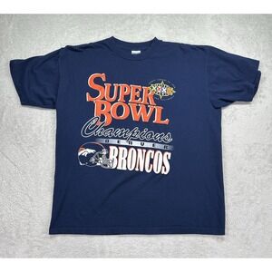 Vintage Denver Broncos Shirt Mens XL Blue Football Super Bowl Champions 1998 NFL